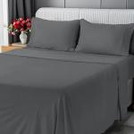 Utopia Bedding Queen Sheet Set - Jersey Knit Sheets 4 Piece – Cotton – Soft T-Shirt Stretchy Sheets (Dark Grey)