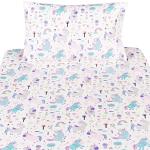 Scientific Sleep Cute Unicorn Flower Rainbow 100% Cotton Cozy Twin Bed Sheet Set, Flat Sheet & Fitted Sheet & Pillowcase Natural Bedding Set (Unicorn, Twin)