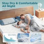 5-Sided Waterproof Mattress Protector, Queen Size Quilted Bamboo Rayon Mattress Cover, Breathable Cooling Noiseless Bed Fitted Sheets, Soft Bedding Pad with Deep Pocket Up to 18"