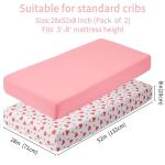 GUNTAIL Baby Crib Sheets for Boys Girls, 2 Pack Fitted Crib Sheet for Standard Crib and Toddler Mattress, Soft Microfiber Baby Sheet 52x28x8in. (Love & Pink)