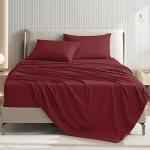 USXIBEI Queen Size 4 Piece Sheet Set - Comfy Breathable & Cooling Bed Sheets Set, Soft and Wrinkle Free, Deep Pockets, Easy & Secure Fit, Hotel Luxury Bedding for Women, Men - Oeko-Tex - Burgundy