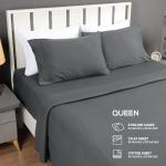 Utopia Bedding Queen Sheet Set - Jersey Knit Sheets 4 Piece – Cotton – Soft T-Shirt Stretchy Sheets (Dark Grey)