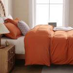 JSD Burnt Orange Duvet Cover Set Queen Size, 3 Piece Duvet Cover with Pillow Shams, Soft Brushed Microfiber Zipper Closure, Comforter Not Included