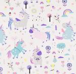 Scientific Sleep Cute Unicorn Flower Rainbow 100% Cotton Cozy Twin Bed Sheet Set, Flat Sheet & Fitted Sheet & Pillowcase Natural Bedding Set (Unicorn, Twin)