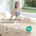 Love's cabin 4 Piece Queen Sheet Set, Cooling Sheets, 100% Rayon Derived from Bamboo, Breathable & Soft Queen Size Bed Set, Deep Pocket Up to 16", Hotel Luxury Silky Bedding Sheets, Beige