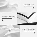 OSVINO Hotel Duvet Cover Set Queen Size 3Pcs Black Line Pattern Bedding Collection Ultra Soft Breathable Duvet Cover with Pillowcases