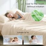 Love's cabin 4 Piece Queen Sheet Set, Cooling Sheets, 100% Rayon Derived from Bamboo, Breathable & Soft Queen Size Bed Set, Deep Pocket Up to 16", Hotel Luxury Silky Bedding Sheets, Beige