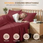 USXIBEI Queen Size 4 Piece Sheet Set - Comfy Breathable & Cooling Bed Sheets Set, Soft and Wrinkle Free, Deep Pockets, Easy & Secure Fit, Hotel Luxury Bedding for Women, Men - Oeko-Tex - Burgundy