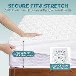 5-Sided Waterproof Mattress Protector, Queen Size Quilted Bamboo Rayon Mattress Cover, Breathable Cooling Noiseless Bed Fitted Sheets, Soft Bedding Pad with Deep Pocket Up to 18"