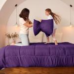 Exclusivo Mezcla Lightweight Reversible Twin Size Comforter Set, Down Alternative Comforter with 1 Pillow Sham, Twin Size Bedding Set for All Seasons, Deep Purple/Lilac