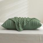 JELLYMONI Pillowcases Standard Size Green 2 Pack Boho Striped Bed Pillow Covers 20x26in Polyester Envelope Pillow Shams Tufted Bohemian Textured (Pillows are not Included)