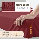 USXIBEI Queen Size 4 Piece Sheet Set - Comfy Breathable & Cooling Bed Sheets Set, Soft and Wrinkle Free, Deep Pockets, Easy & Secure Fit, Hotel Luxury Bedding for Women, Men - Oeko-Tex - Burgundy