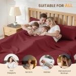 USXIBEI Queen Size 4 Piece Sheet Set - Comfy Breathable & Cooling Bed Sheets Set, Soft and Wrinkle Free, Deep Pockets, Easy & Secure Fit, Hotel Luxury Bedding for Women, Men - Oeko-Tex - Burgundy