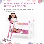 Emily Rose 18 Inch Doll Bunk Bed Furniture | 2 Single 18" Doll Stackable Beds | Bunkbed with Ladder and (2) 4-PC Bedding Accessory Sets | Ideal Girls Gift Set for Easter | USA Business
