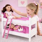 Emily Rose 18 Inch Doll Bunk Bed Furniture | 2 Single 18" Doll Stackable Beds | Bunkbed with Ladder and (2) 4-PC Bedding Accessory Sets | Ideal Girls Gift Set for Easter | USA Business