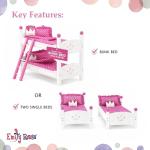 Emily Rose 18 Inch Doll Bunk Bed Furniture | 2 Single 18" Doll Stackable Beds | Bunkbed with Ladder and (2) 4-PC Bedding Accessory Sets | Ideal Girls Gift Set for Easter | USA Business