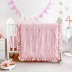 Wowelife Baby Girl Crib Bedding Set, Boho 3-Piece Crib Comforter Set for Girls, Ruffle Baby Nursery Bedding Set Include Quilted Comforter, Crib Skirt and Sheet, Pink