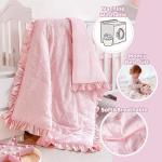 Wowelife Baby Girl Crib Bedding Set, Boho 3-Piece Crib Comforter Set for Girls, Ruffle Baby Nursery Bedding Set Include Quilted Comforter, Crib Skirt and Sheet, Pink