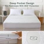 MUXHOMO Premium 100% Waterproof Queen Size Mattress Protector, Breathable Mattress Cover Queen Size Bed, Cooling 3D Air Fabric Bed Pad Cover, Deep Pocket 8"-21"