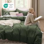 Bedsure Olive Green Duvet Cover Queen Size - 3 Pieces Prewashed Cotton-Like Polyester Extra Soft Bedding Set, Includes 1 Duvet Cover 90x90 Inches with Zipper Closure & 2 Pillow Shams, No Comforter