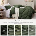 Bedsure Olive Green Duvet Cover Queen Size - 3 Pieces Prewashed Cotton-Like Polyester Extra Soft Bedding Set, Includes 1 Duvet Cover 90x90 Inches with Zipper Closure & 2 Pillow Shams, No Comforter