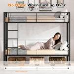 Sturdy Twin Over Twin Metal Bunk Bed (Black)