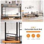 Sturdy Twin Over Twin Metal Bunk Bed (Black)