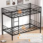 Sturdy Twin Over Twin Metal Bunk Bed (Black)