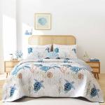 weigelia Coastal Quilt Set Queen Size - Sea Turtle Ocean Print Lightweight Soft Microfiber Summer Comforter with 2 Pillow Cases - Beach Bedding Coverlet Decor for All Seasons, Bedroom & Guest Room