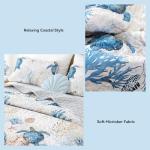 weigelia Coastal Quilt Set Queen Size - Sea Turtle Ocean Print Lightweight Soft Microfiber Summer Comforter with 2 Pillow Cases - Beach Bedding Coverlet Decor for All Seasons, Bedroom & Guest Room