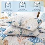 weigelia Coastal Quilt Set Queen Size - Sea Turtle Ocean Print Lightweight Soft Microfiber Summer Comforter with 2 Pillow Cases - Beach Bedding Coverlet Decor for All Seasons, Bedroom & Guest Room