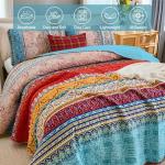 Bohemian Queen Quilt Set with Striped Design