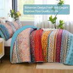 Bohemian Queen Quilt Set with Striped Design