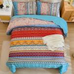 Bohemian Queen Quilt Set with Striped Design