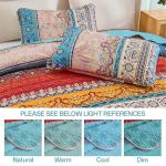 Bohemian Queen Quilt Set with Striped Design
