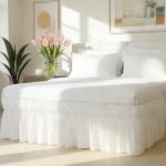 White Queen Bed Skirt with Elastic Ruffle
