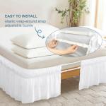 White Queen Bed Skirt with Elastic Ruffle