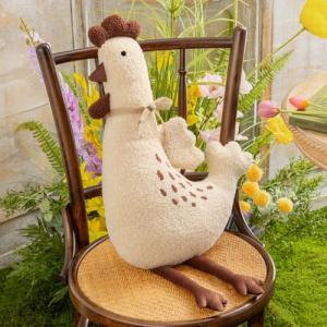 Beige Chicken Shaped Throw Pillow, 29x15 Inches