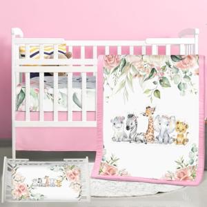Safari Animals Baby Crib Bedding Set - 3 Pcs