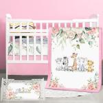 Safari Animals Baby Crib Bedding Set - 3 Pcs