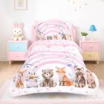 Hooyax Girls Rainbow Toddler Bedding Set - 4 Pieces