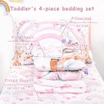 Hooyax Girls Rainbow Toddler Bedding Set - 4 Pieces
