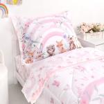 Hooyax Girls Rainbow Toddler Bedding Set - 4 Pieces