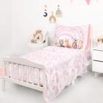 Hooyax Girls Rainbow Toddler Bedding Set - 4 Pieces