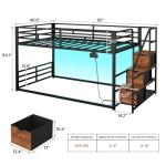 Twin Over Twin Metal Bunk Bed with Storage & Lights
