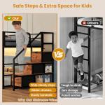 Twin Over Twin Metal Bunk Bed with Storage & Lights