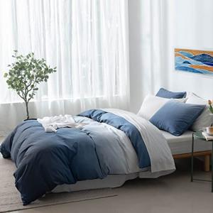 Reversible Ocean Blue Cotton Duvet Cover Set