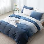 Reversible Ocean Blue Cotton Duvet Cover Set