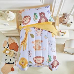 Joyreap 4-Piece Cartoon Zoo Toddler Bedding Set
