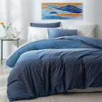 Reversible Ocean Blue Cotton Duvet Cover Set